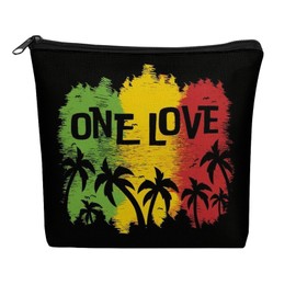 GlamLuxe 1 Love Music Reggae Rasta Cosmetic Bag Makeup Bag Gifts for Women Girls Daughter Sister Bestie Graduation Birthday Christmas Nurse Mothers Day Travel Zipper Pouch