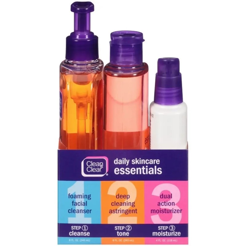 Clean Clear Skincare Essentials Skincare Kit, 3 Artículos