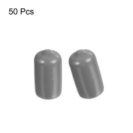 sourcing map 50pcs Rubber End Caps Protective Caps 11mm ID Vinyl PVC Round Tube Bolt Cap Cover Screw Thread Protectors Light Gray