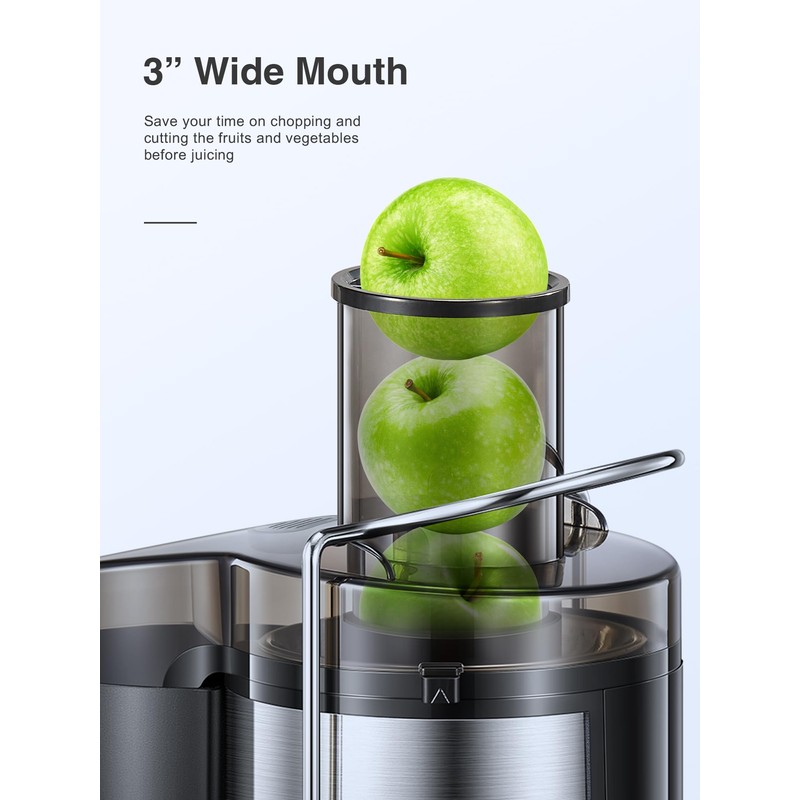 Qcen Juicer Machine, 800W Centrifugal Juicer Extractor with Wide Mouth