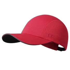 GADIEMKENSD Women's Race Day Running Hat Performance Mesh Baseball Cap - Excellent Ventilation, Lightweight, Reflective Safety Ponytail Hats for Exercise Golf Hiking Beach Workout Gym Red