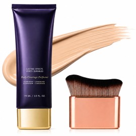 All in One Body Coverage Perfector - Leg Makeup Waterproof No Transfer - Body Concealer Cream and Brush for Legs, Arms Buildable Coverage, Visible Veins & Tattoo Cover Up, Even Skin Tone