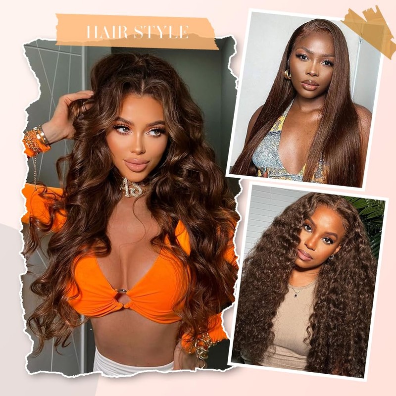 Chocolate Brown Lace Front Wigs human hair Pre Plucked with