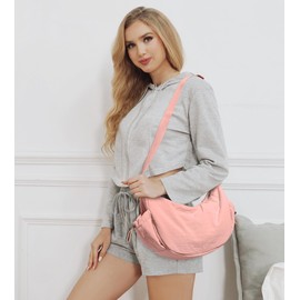 KALIDI Crossbody Purse Bag for Women Nylon Crescent Bag Men Dumpling Bag Lightweight Travel Sling Bag with Adjustable Strap