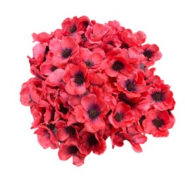 Rikyo - 100 cabezas de flores artificiales de seda de color rojo rosa, 7 cm, flores falsas de amapola de otoño, rellenos de jarrón, ramilletes para decoración de bodas, pared de guardería, decoración