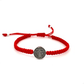 Agalea | Pulsera de san benito de plata ley 925, roja tejida a mano, ajustable, para mujer o para hombre
