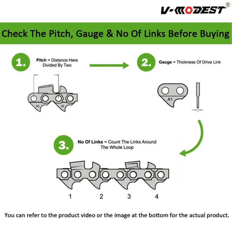 V-MODEST 10" Chainsaw Chain For Atlas 40v Cordless Pole Saw