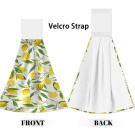 Lemon Kitchen Hand Towels with Hanging Velcro Loops Absorbent Dish Towel, Drying Hanging Towels for Home Kitchen Bathroom