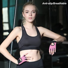 BECNBEAU Workout Gloves Women Gym Gloves Exercise Yoga Gloves Weightlifting Fitness Grip Female Training Kayak Cycling Rowing Light Weight Anti Slip for Ladies Teenager,Pink,Medium