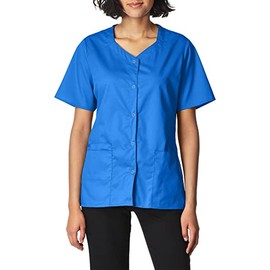 WonderWink Women's Wonderwork Short Sleeve Snap Jacket, Royal, Medium