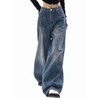 EMMIOL Women's Wide Leg Jeans Distress Adjustable Waist Denim Pants