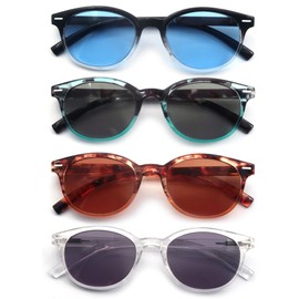 OLOMEE Reading Sunglasses for Women +3.50 Ladies Small Round Sun Readers Circular Cheaters Sunglasses for Small Head/Face Dark Lenses 4 Pack