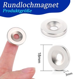 18 x 3 mm Strong Large Magnets with Hole, 5 mm Aperture 5 mm, Pack of 30 Neodymium Magnets with Screws, Small Strong Magnets for Screwing on, Round Magnet with Screws for Magnetic Board, Warehouse,