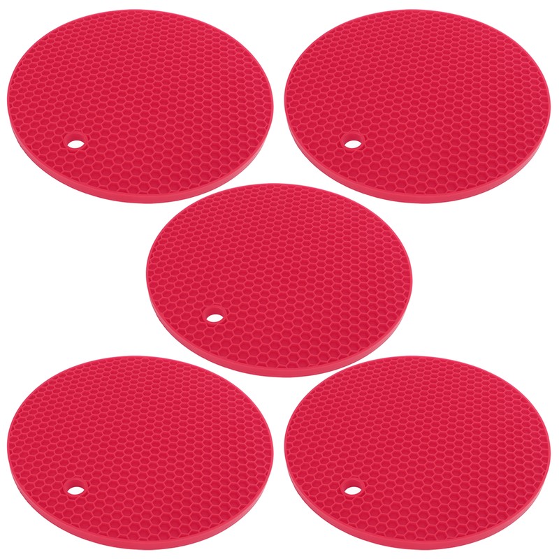 5PCS Silicone Trivet Mats Round Multipurpose Heat Resistant Non Slip