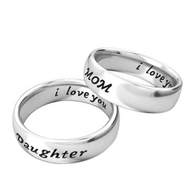 EVBEA Rings for Teenage Girls Stainless Steel White Gold Plain Love Ring for Mens Couples Promise Family Fathers Mom Daughter Son Dad Jewelry in Gift Bag