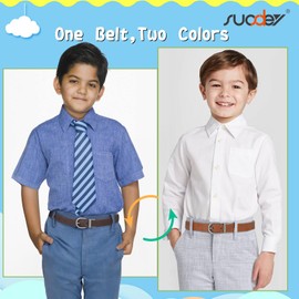 SUOSDEY Kids Reversible Belt for Boys and Girls Leather Belt for School Uniform Casual Jeans Back to School Fashion,brown/coffee