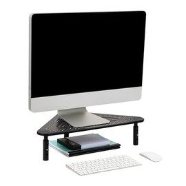 Mind Reader TRISTAND-BLK Stand Riser, Triangle Adjustable, Ventilated Metal for Computer, Laptop, Monitor, Black 3 Leg