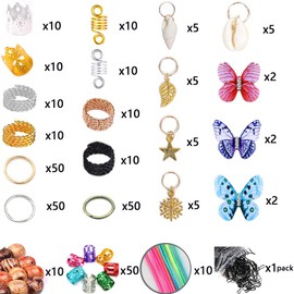 331pcs Dreadlocks Beads Metal Hair Cuffs Hair Rings Braid Hair Loop Clips Hair Jewelry for Braiding Hair Decoration Dreadlock Accessories