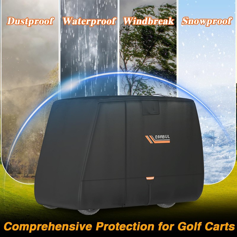 EVRBUL Golf Cart Cover, 4/4+2 Passengers Waterproof Golf Cart Covers