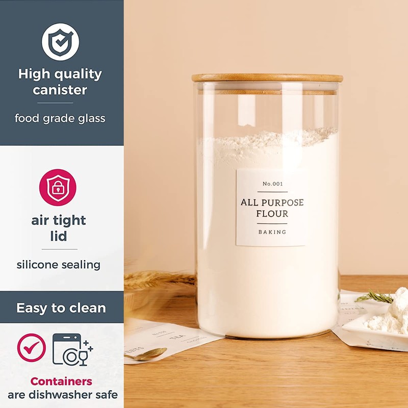 HHMJSM 1 Gallon Large Glass Food Storage Containers With Airtight