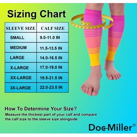 Doc Miller Calf Compression Sleeve Men and Women 20-30 mmHg, Shin Splint Compression Sleeve for Varicose Veins and Maternity 1 Pair ( Pink Peach Yellow, 3X-Large)