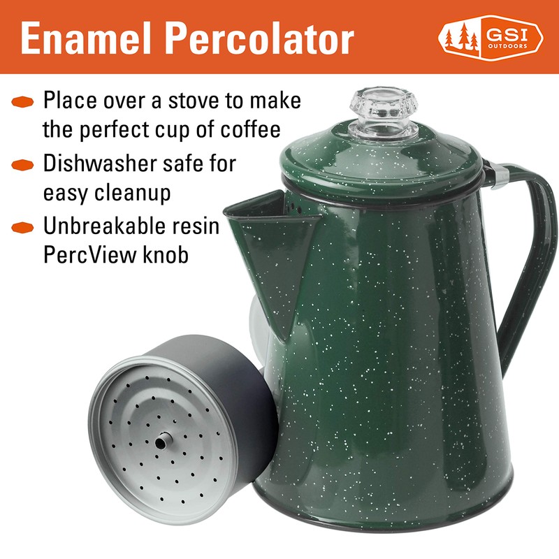 GSI Outdoors Percolator Coffee Pot | Enamelware Campfire Coffee Boiler