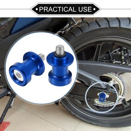 VekAuto 1 Paar Schwingenschoner, 8mm M8x1.25 CNC Schwingenschoner Slider Ständer Universal für Motorrad Langlebige Aluminiumlegierung Blau Silber Ton