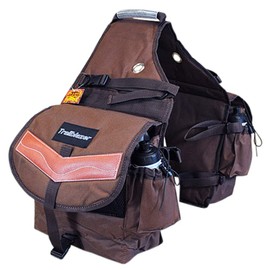 HILASON Brown 600D Poly Deluxe Horse Trail Riding Saddle Bag Pack Water Bottles