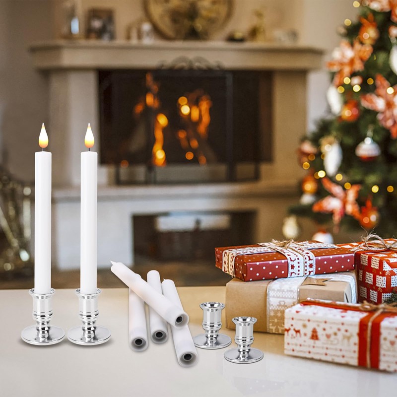 Bolamp LED Flameless Window Candles with Remote Timer Sliver Base