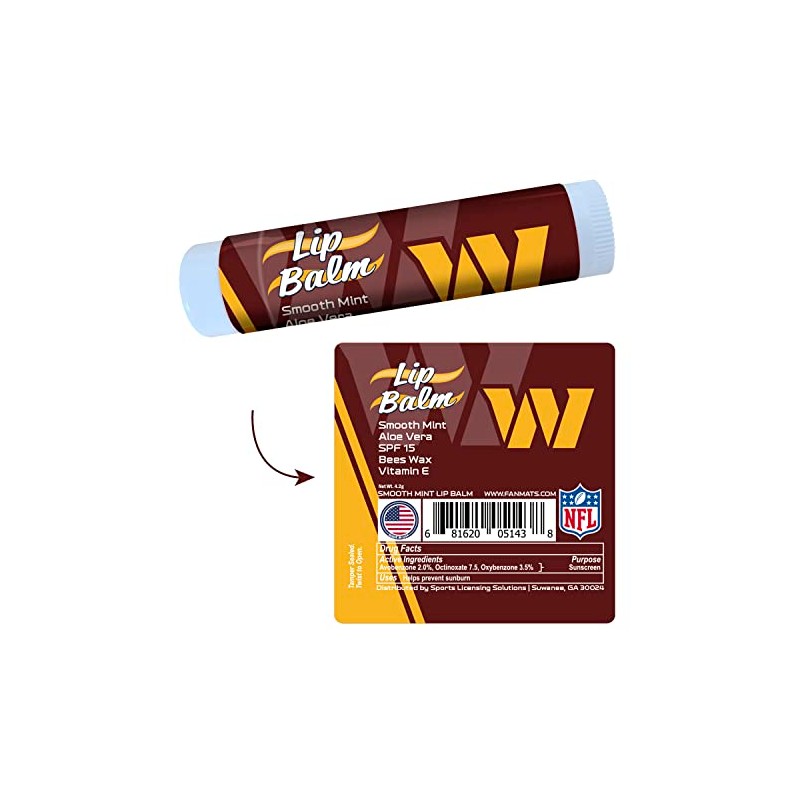 FANMATS 34758 Washington Commanders Smooth Mint SPF 15 Lip Balm