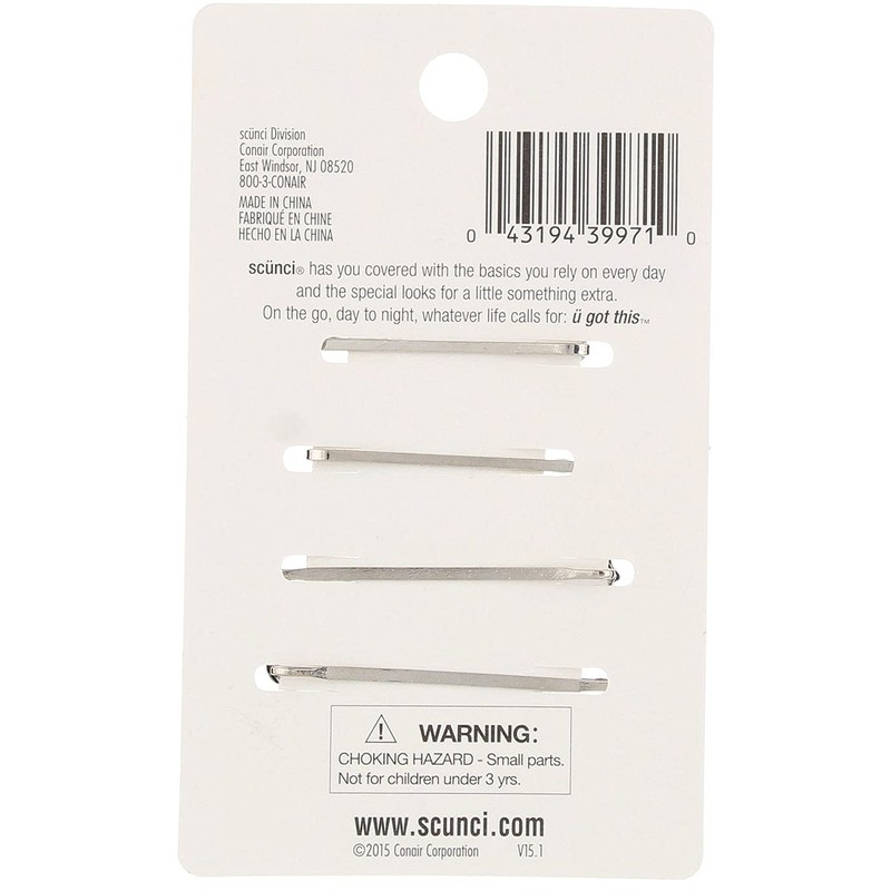 Scunci Real Style Hair Clips, 4 Ct