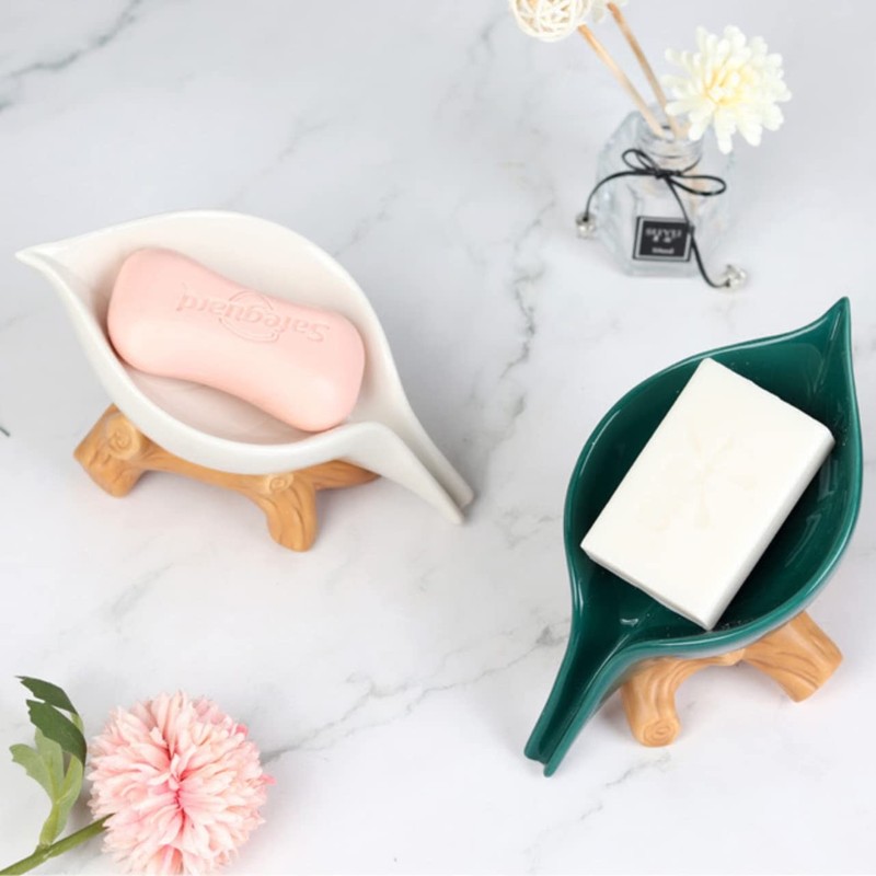 Queen-b Soap Rest Leaf, Water Flowing, Soap Dish, Drainer, Soap