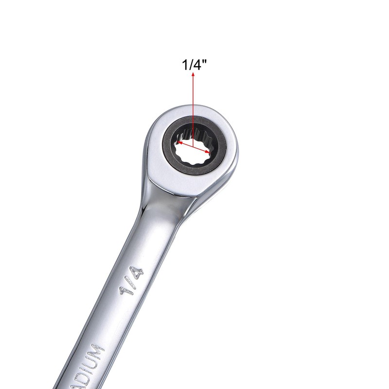 uxcell 1/4 Inch Ratcheting Combination Wrench SAE 72 Teeth 12