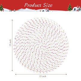 Luxury little Round Woven Placemats Set of 6, 13 Inches Table Place Mats for Dining Table, Hot Pads for Kitchen, Kitchen Essentials Trivets for Hot Dishes, Pots and Pans ﻿- White Gold