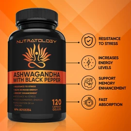 Organic Ashwagandha With Black Pepper For Improved Absorption. Resistant To Stress, Increases Energy Levels & Supports Memory Enhancement - 650MG Ashwagandha Per Capsule - 120 Capsules
