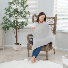 Nursing Cover up for Breastfeeding - Soft Women Breast Feeding Cover - Child Safety Car Seat Accessories, Arch Neckline Apron, Carseat Canopy for Home Outdoor Road Trip Travel