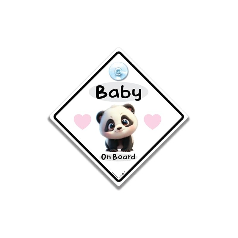 Baby on Board Autoschild Panda 14 x 14 cm Saugnapf