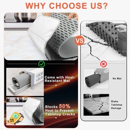 FYY Extra Large Warming Mat for Food with Heat-Resistant Pad, Prevent Countertop Cracks, Keep Meal Warm, Rapid and Full Surface Heating, 6 Temp Settings, 6H Timer, Rollable Portable Food Warmer, Grey