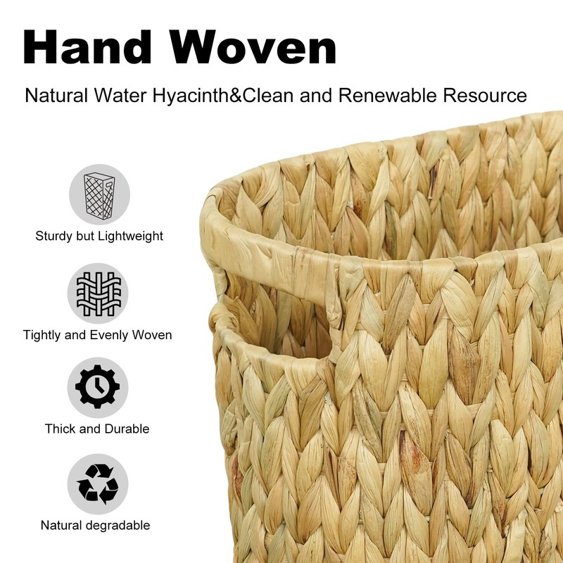 Coeusy Wicker Trash Can,Bathroom Trash Can,Water Hyacinth Wicker Waste Basket
