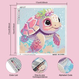 MIHURO Diamond Art Kids 4 Pcs Diamond Art for Kids Animal 5D Diamond Art Kits for Kids Owl Turtle Panda Cow Diamond Art Kit Gem Art Full Drill Art Kits Crafts Sets for Girls Boys