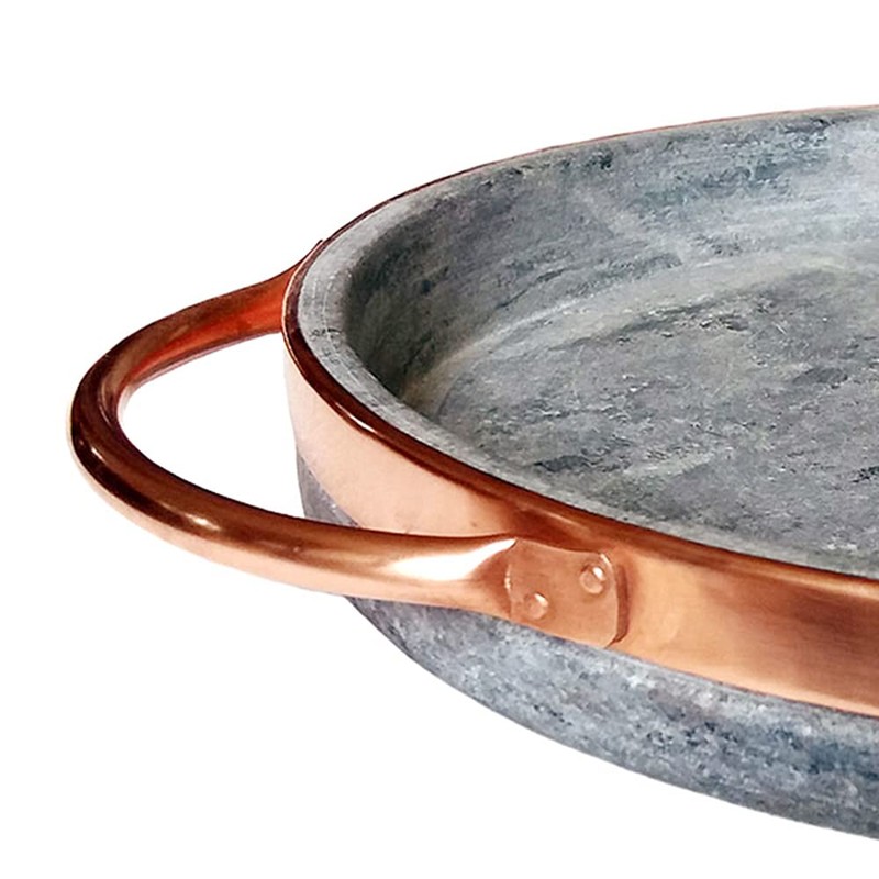 Cookstone 12" deep dish pizza pan with copper handles |