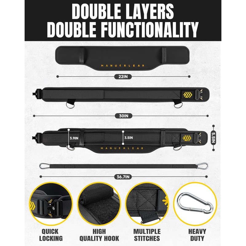 MANUEKLEAR 2-in-1 Dip Belt & Lifting Belt with 36.7 In