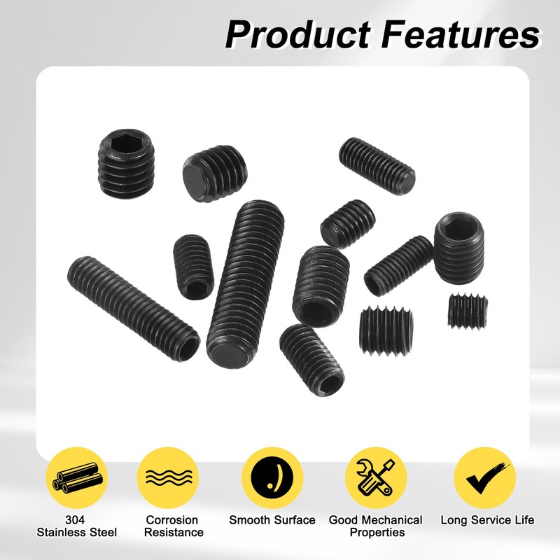 sourcing map 20Pcs Hex Socket Grub Screw, M10x20mm 304 Stainless