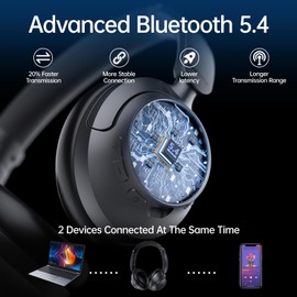 Weofly Tour Hybrid Active Noise Cancelling Headphones with Dongle, Wireless Over Ear Bluetooth Headphones, Bluetooth 5.4 Wired Headset with Mic, 80H Playtime Storeage Bag for Smartphone PC (Black)