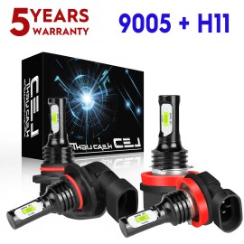 SHENKENUO 9005 H11 LED Headlight Super Bright Bulbs 8000K Ice Blue 5500LM High Low Beam