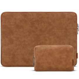 DOMISO 14 inch Laptop Sleeve Waterproof Carrying Case with Accessory Bag for 14" Dell/Asus/HP, 15 Zoll MacBook Pro,Brown