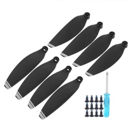 Plastic Drone Blade, Plastic Lightweight Propeller Wing Blade RC Drone Accessories Compatible Electric Bicycle Refit Parts for Mavic Mini 8 Pieces (Black with Silver Edge)