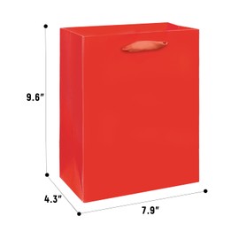 Gcardist Gcardist Red Gift Bags with Tissue Paper for Wedding, Birthday, Party Supplies-7.9"x4.3"x9.6" Medium Size Cardboard Gift Bags16pcs Bags +32pcs Tissue Paper 