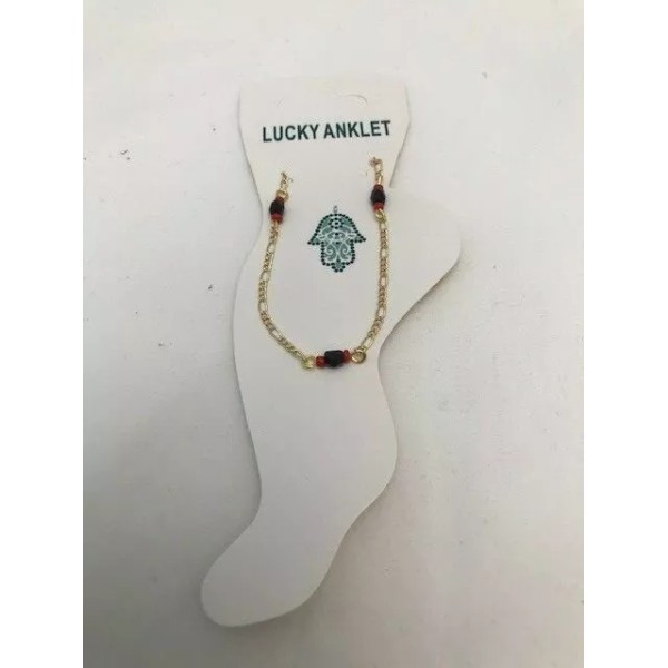 Lucky Brand Gold plated chain black amber and red stones