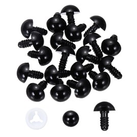 PATIKIL 14mm Safety Eyes, 20 Pcs Plastic Craft Eyes with Protective Film with Washers for Stuffed Animals Crochet Toys Dolls DIY Craft Making, Black